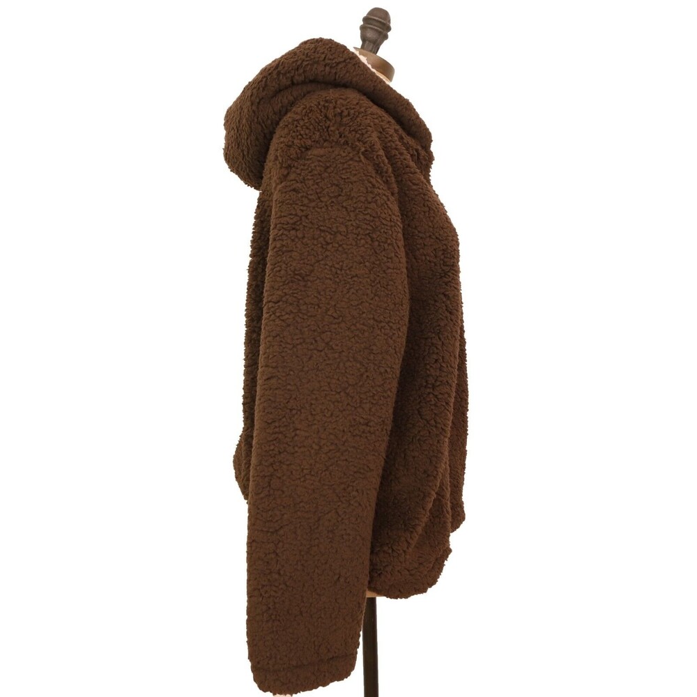 Nordstrom Forgotten Grace Wubby Sweater S Half Zip Hoodie Sherpa Brown NEW B95 - Picture 3 of 5
